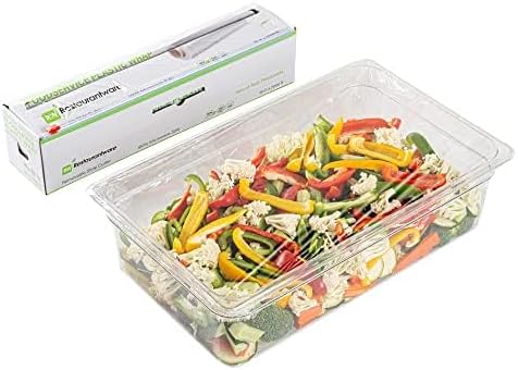 Restaurantware RW Base 18 Inch x 2000 Feet Cling Wrap 1 Roll Microwavable Cling Film - With Removable Slide-Cutter Clear Plastic Food Wrapping Film Securely Seal And Keep Food Fresh