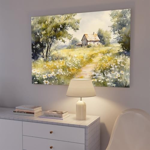 JDBeehpy Cottage Wildflower Path Daisy Canvas Wall Art Framed 20x30inch