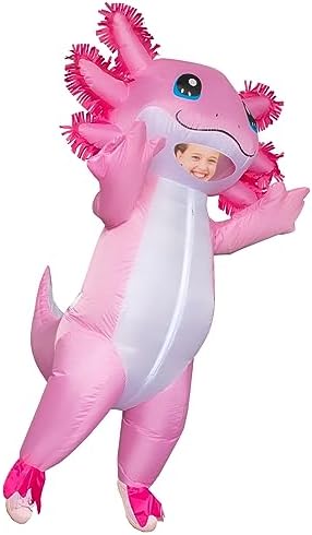 Stegosaurus Inflatable Axolotl Costume for Kids Halloween Kid Blow Up Costume Deluxe Pink Costumes for Girls Boys Cosplay Party