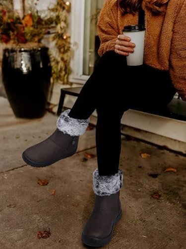 TEMOFON Women Snow Boots Waterproof: Fur Lined Warm Winter Ankle Booties