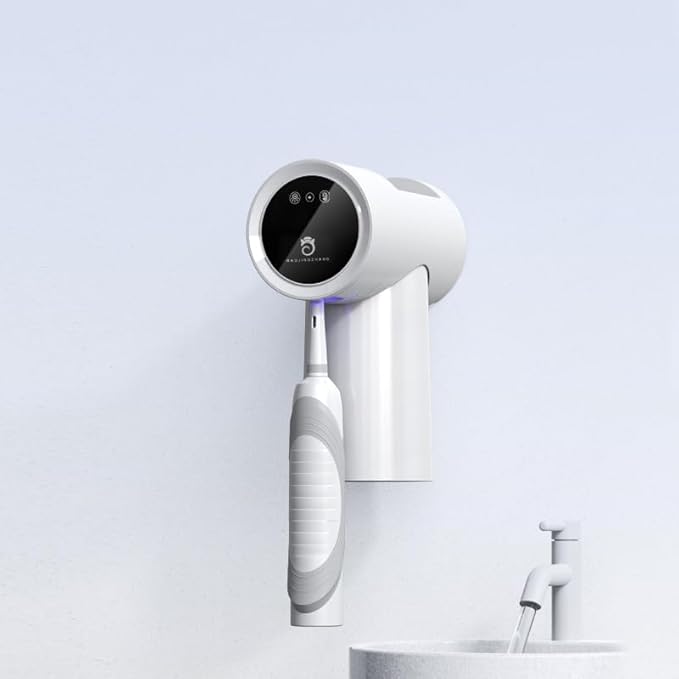 Toothbrush Cleaner & Toothbrush Holder,3-in-1 UV Toothbrush Sanitizer with Magnetic Cup Holder and Toothpaste Storage, Dual Mode Drying, 120s Quick Clean (White)