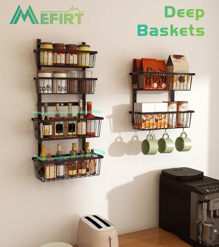 Mefirt 12 Inch Wide Narrow Over The Door Pantry Organizer 6-Tier Black