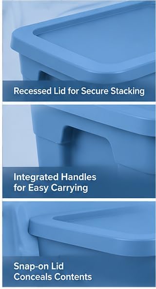 18-Gallon Plastic Storage Bins with Snap-on Lids – 8-Pack, Home Organization Essential