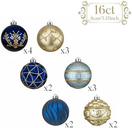 Valery Madelyn 16ct Christmas Tree Decorations Ball Ornaments 3.15 Inches