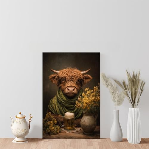 JDBeehpy Green Festival Mural Irish Classic Festival Artwork Decoration Highland Dairy St. Patrick's Day Bar Beer Poster Painting (Unframed, Canvas Only) Canvas Wall Decoration 20x30inch(50x75cm)