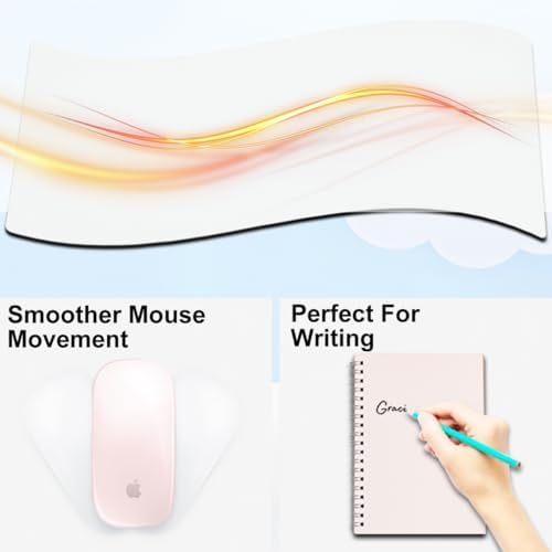 Desk Mat with Wireless Charging, White Mouse Pad with Wireless Charger, Desk Pad Matt for Desktop, Mousepad Gaming Large Mouse Pad, Leather Compute for Keyboard and Mouse, 32" x 16"