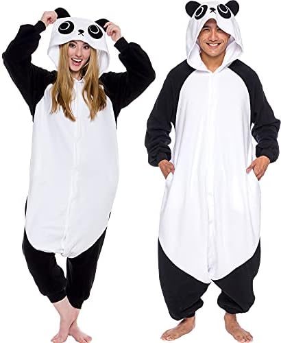 Funziez! Adult Onesie Halloween Costume Animal Dinosaur Shark Unisex Plush One Piece Cosplay Suit for Adults, Men and Women