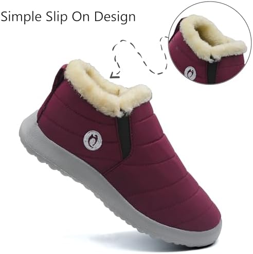 Winter Boots for Women Lightweight Comfortable Plush Waterproof Stylish Solid Color Ladies Ankle Shoes