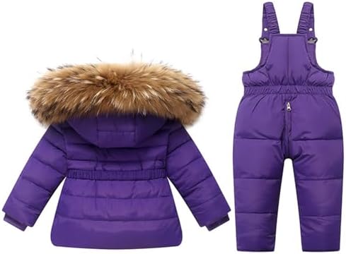 Boys Girls Insulated 2-Piece Snowsuit Set Snow Bib Pants & Warm Winter Coat