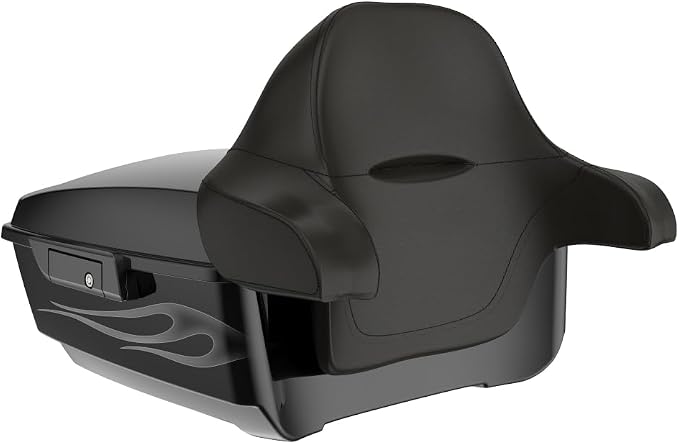 Advanblack 2025 RG Tour Trunk Pack Midnight Firestorm King Tour Trunk Pack Luggage +Wrap-Around Backrest Pad for '97-'25 Harley Touring Road King Street Glide Electra Glide CVO models