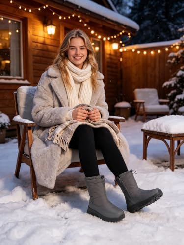 TEMOFON Winter Snow Boots for Women: Comfortable Warm Fur Lined Ankle Boot