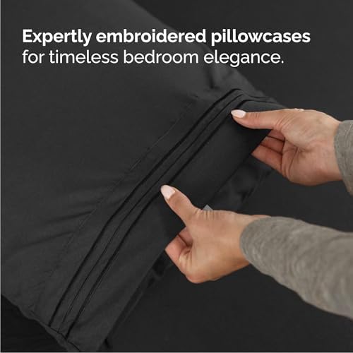 Cal King Size 4 Piece Sheet Set - Comfy Breathable & Cooling Sheets - Black