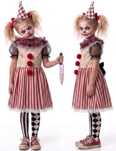 Clown Costume for Girls, Halloween Scary Killer Clown Costume