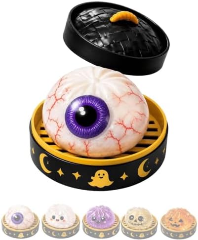 Halloween Spooky Pumpkin Stress Ball Squeeze Toy for Adults, Slow Rise Glitter DumplingSpooky Ghost Decorations, Halloween Cute Pumpkin Squeeze Fidget Toy for Stress Anxiety Relief(White Eyes)