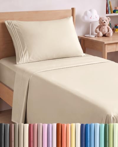 Twin Size 3 Piece Sheet Set - Comfy Breathable & Cooling Sheets - Wheat