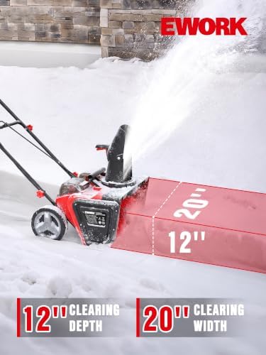EWORK 40V Snow Blower Cordless 20" Snow Thrower w/Battery & Charger