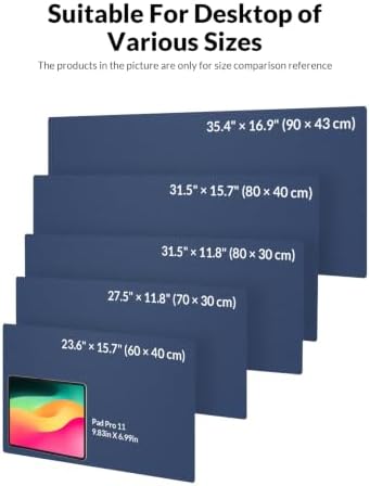 Leather Desk Pad Protector, 31.5" x 15.7", Midnight Blue Desk Mat