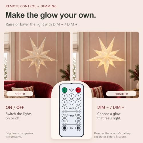 2 Pack Paper Star Lantern, Diwali Hanging Christmas Decorations Lights