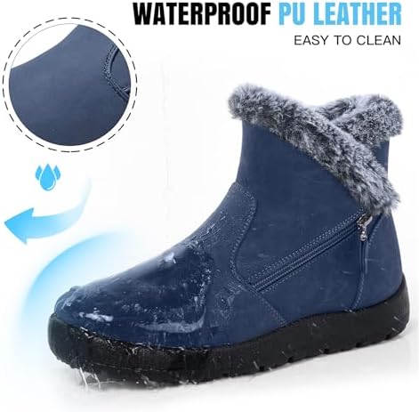 SHIBEVER Winter Snow Boots for Women: Waterproof Ankle Warm Fur Lined Boot