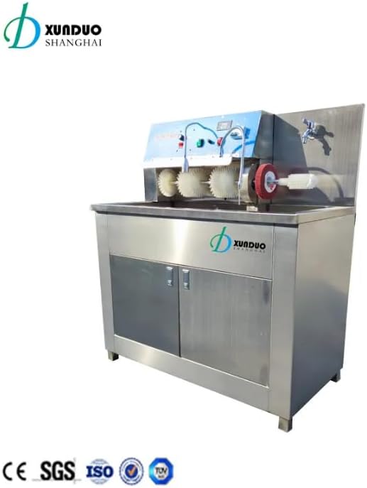 Xunduo Professional Shoe Cleaning Machine, Commercial Stainless Steel, Automatic Brush System with Storage Cabinet