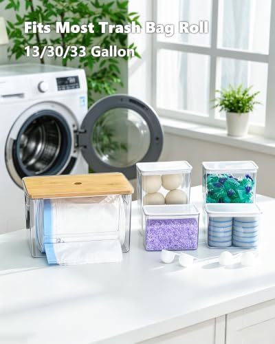 iCASA 5 in 1 Trash Bag Holder Dispenser Dishwasher & Laundry Pods Container