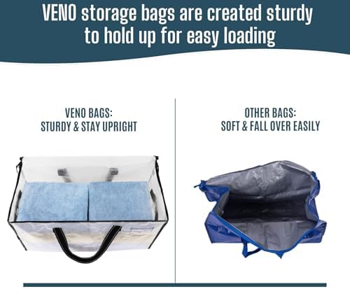 VENO Moving Bags, Storage Bags, Wide Open Top, Clear, 4 Pack