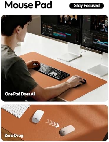 YSAGi Leather Desk Pad Protector, Office Desk Mat, Large Mouse Pad, Non-Slip PU Leather Desk Blotter, Laptop Desk Pad, Waterproof Desk Writing Pad for Office and Home (Brown,55" x 17.2")