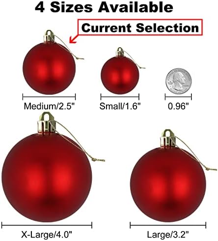 36Pcs Christmas Balls Ornaments for Xmas Tree - Shatterproof Christmas Tree Decorations Medium Hanging Ball Red 2.5in x 36 Pack