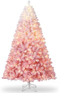 GarveeHome 7.5 ft Prelit Artificial Christmas Tree with 450 RGB & Warm White Lights, Pre-Lit Snow Flocked Christmas Tree, Foldable Base,Holiday Decoration for Home, Office, Party,Pink Gradient