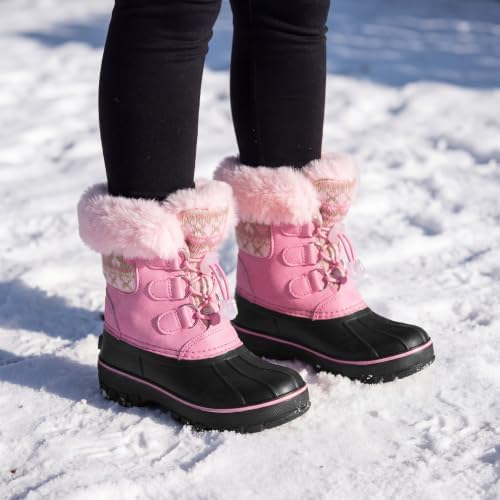 Stelle Girls Snow Boots with Faux Fur Collar Kids Winter Warm Boot