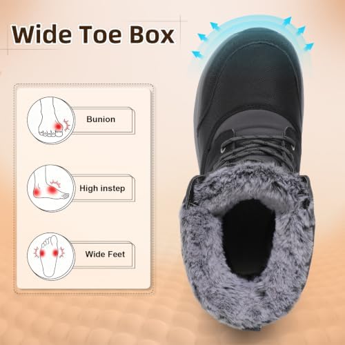 Spesoul Snow Boots for Men Winter Boots Warm Wide Waterproof Lightweight