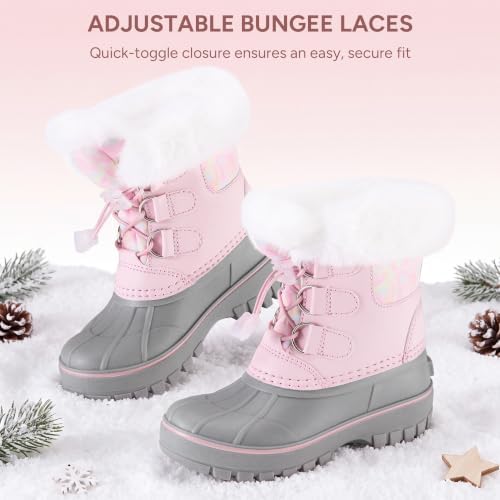 Stelle Girls Snow Boots with Faux Fur Collar Kids Winter Warm Boot