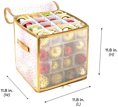 Simplify 64 Count Ornament Storage Box | Plastic | Decorative Organizer | Storage Bin | Gold | L12 x W12 x H12 (Pack of 2)