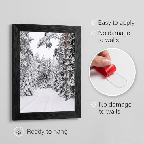 Framed Snowy Pine Path Canvas Wall Art, Winter Art, Black Frame Inch 24x36