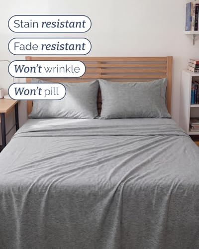 Full XL Sheets - 4 Piece Full XL Sheet Set - Breathable - Heathered Grey