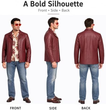 Red Leather Jacket Men with Glasses Halloween Costumes for Men