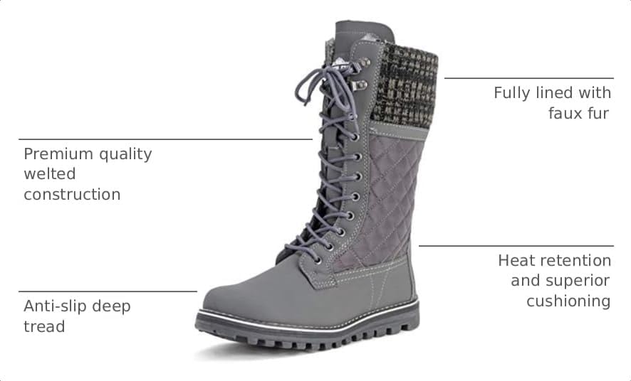 POLAR Womens Faux Fur Warm Thermal Waterproof Outdoor Walking Snow Winter Rubber Sole Calf Boots