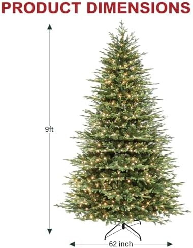 Hykolity 9 ft Prelit Christmas Tree with Realistic PE Foliage