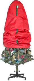 Upright Christmas Tree Storage Bag - Fits 9 Ft Artificial Xmas & Topiary Tree, Vertical Holiday Cover, Durable, Dustproof & Easy-Use Xmas Storage, Red