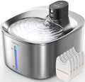 Cordless Cat Water Fountain, Battery Operated, 4L/135fl oz Stainless Steel Pet Water Fountain for Cats Dogs with Motion Sensor, Ultra Quiet Cat Drinking Fountain with 6 Filters (YPD-C004S)