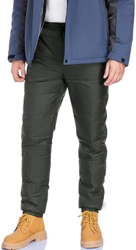 Men's Snow Ski Pants Winter Warm Down Pants Insulated Puffer Trousers