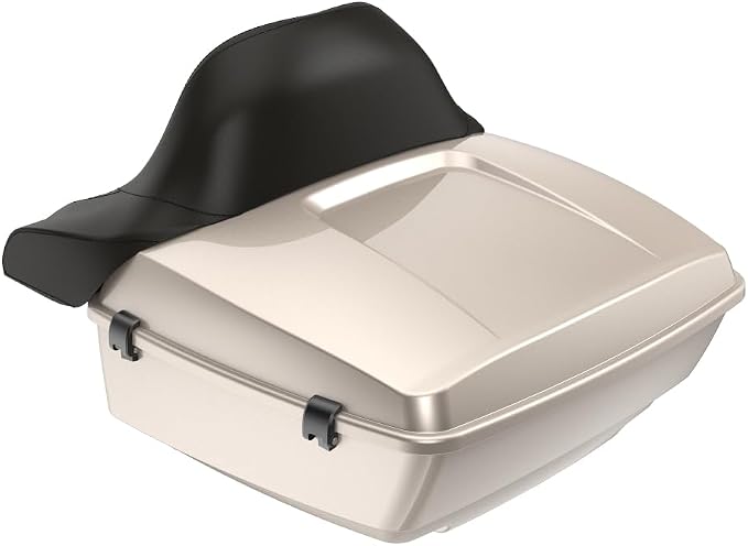 Advanblack Road Glide Tour Trunk Pack Silver Fortune King Tour Trunk Pack Luggage +Wrap-Around Backrest Pad for '97-'25 Harley Touring Road King Street Glide Electra Glide CVO models
