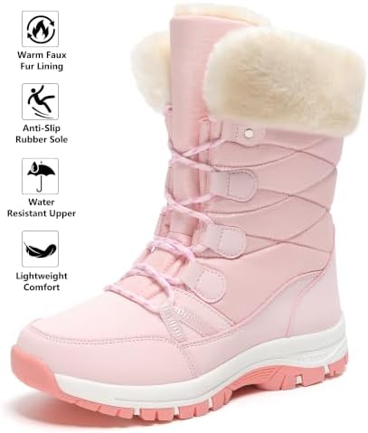 Women's Snow Boots Warm Fur Lined Anti-Slip Winter Outdoor Shoes