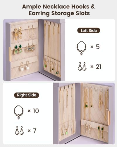 Lolalet Large Jewelry Box, 6-Layer Jewelry Organizer with 5 Drawers -Purple