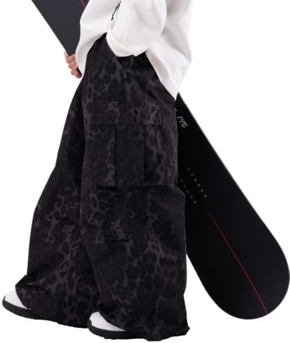 SNOWVERB Loose Fit Snowboard Leopard Ski Snow Baggy Pants for Men and Women