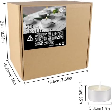 200 Pack White Bulk Candles, 6 Hour Unscented Tea Lights Candles