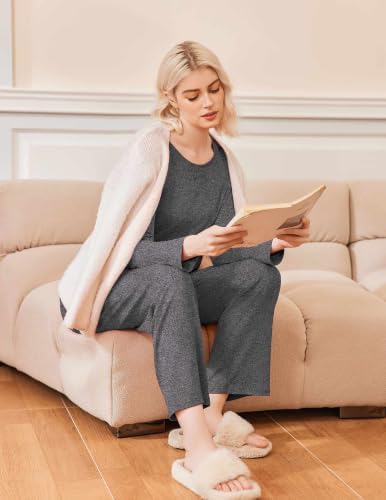 Ekouaer 2 Pack Womens Pajama Sets Long Sleeve Long Pants Pjs Loungewear