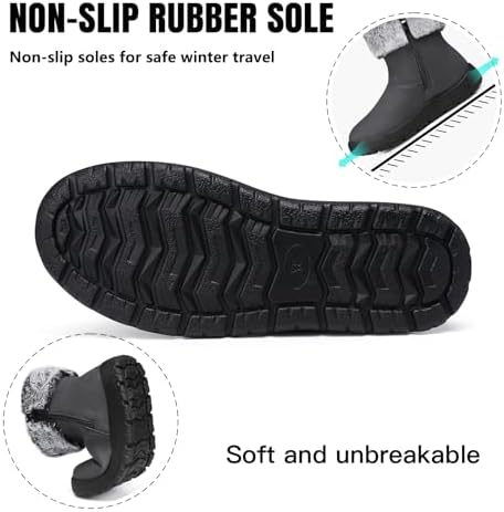 TEMOFON Women Snow Boots Waterproof: Fur Lined Warm Winter Ankle Booties