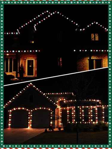 SUNSGNE C9 LED Christmas Lights Outdoor, 25ft Vintage Christmas Lights with 27 LED Red White Plastic Bulbs(2 Spare) for Patio Home House Balcony Xmas Decor, Green Wire