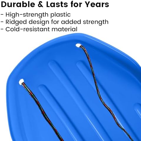 Snow Sled for Kids with 16.5ft Pull Rope & Handle - Cold-Resistant Plastic Toboggan Sled for Winter Downhill Fun - Stackable Lightweight Sled for Adults Outdoor Snow Play(25/36/48in)